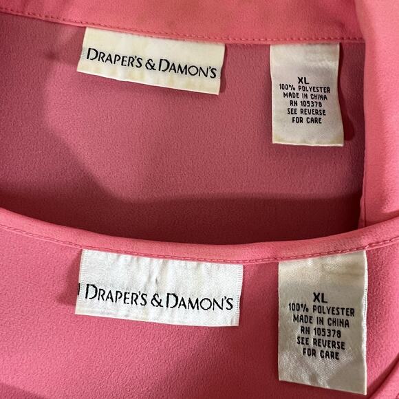 Drapers & Damons Womens Tank and Button Down Blouse Shirt Set Collared Pink XL - Picture 11 of 12